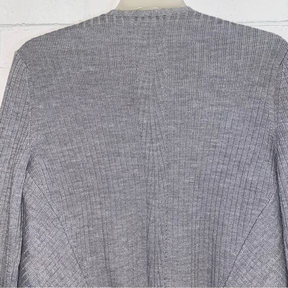 Athleta Solstice Wrap Ribbed Knit Merino Wool Waterfall Cardigan Sweater GRAY SM - Picture 6 of 10